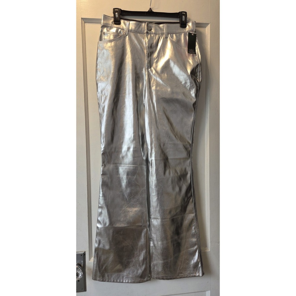 NWT WOMEN'S HIGH-RISE METALLIC FLARE PANTS - WILD FABLE, Silver Y2K Size 8